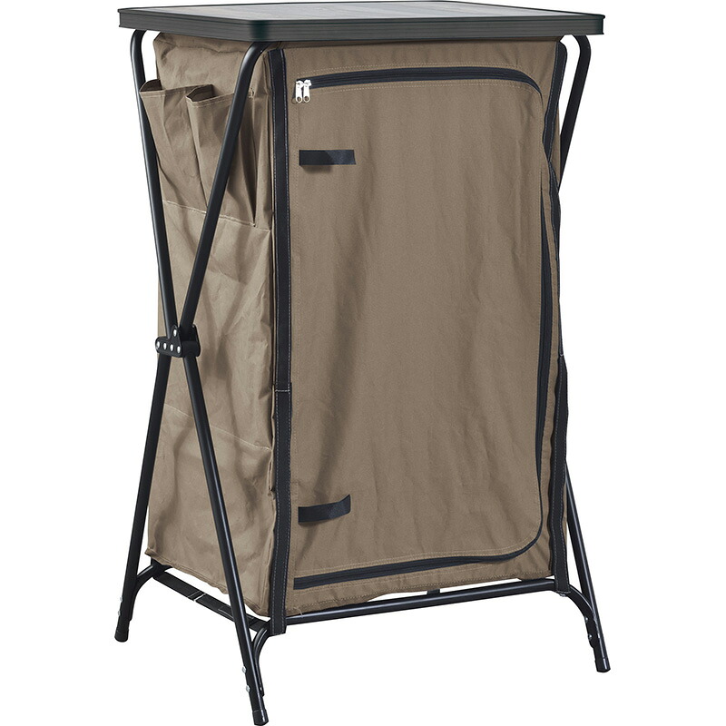 送料無料 フォールディングキャビネット レジャー用収納 キャンピング収納 アウトドア 屋外 レジャー キャンプ BBQ 簡易棚 折りたたみ おしゃれ
