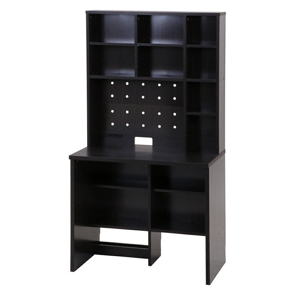 信託 大容量収納付きデスク ブラウン 幅85cm コンセント付き 学習机 勉強机 書斎机 ワークデスク パソコンデスク 本棚 おしゃれ シンプル モダン Pcデスク オフィスデスク 在宅勤務 テレワーク 書棚 Fucoa Cl