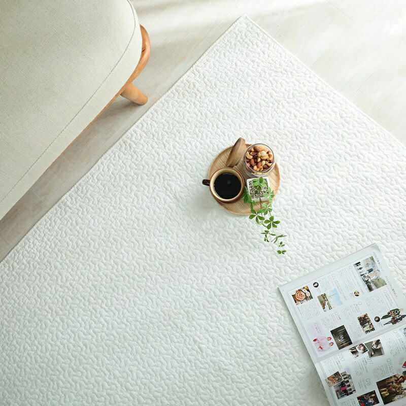 新作モデル 楽天市場 ラグ マット マルチラグ 190x190 アイボリー マルチカバー イブル 正方形 洗える 絨毯 カーペット 洗濯機対応 四角形 薄手 薄い シンプル キルト おしゃれ カジュアル 北欧 ひとり暮らし モダン ホットカーペット対応 床暖房 滑り止め 滑り