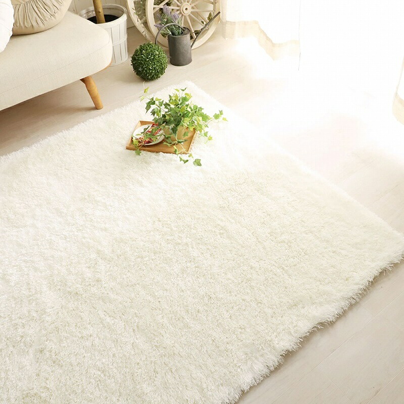 130x190cm 国産綿混シャギーフックラグ ＷＨ 29,419円