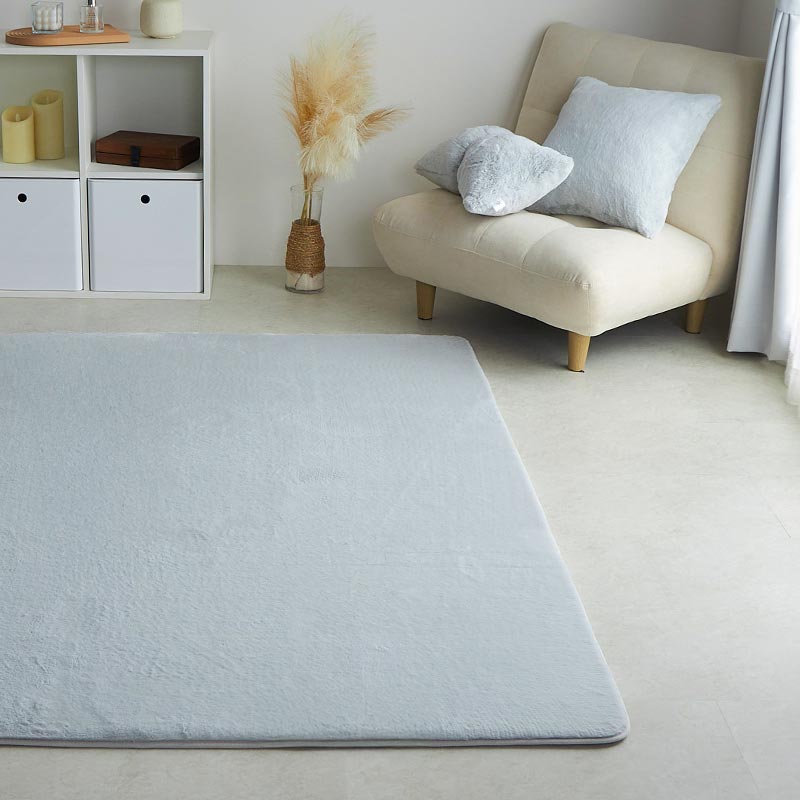 ラビットファー ラグ 190x240cm グレー ラファ ラグマット ラグカーペット 洗える すべり止め ウォッシャブル ホットカーペットカバー おしゃれ かわいい 韓国風 一人暮らし リビング 白家具 北欧 さらさら ふっくら