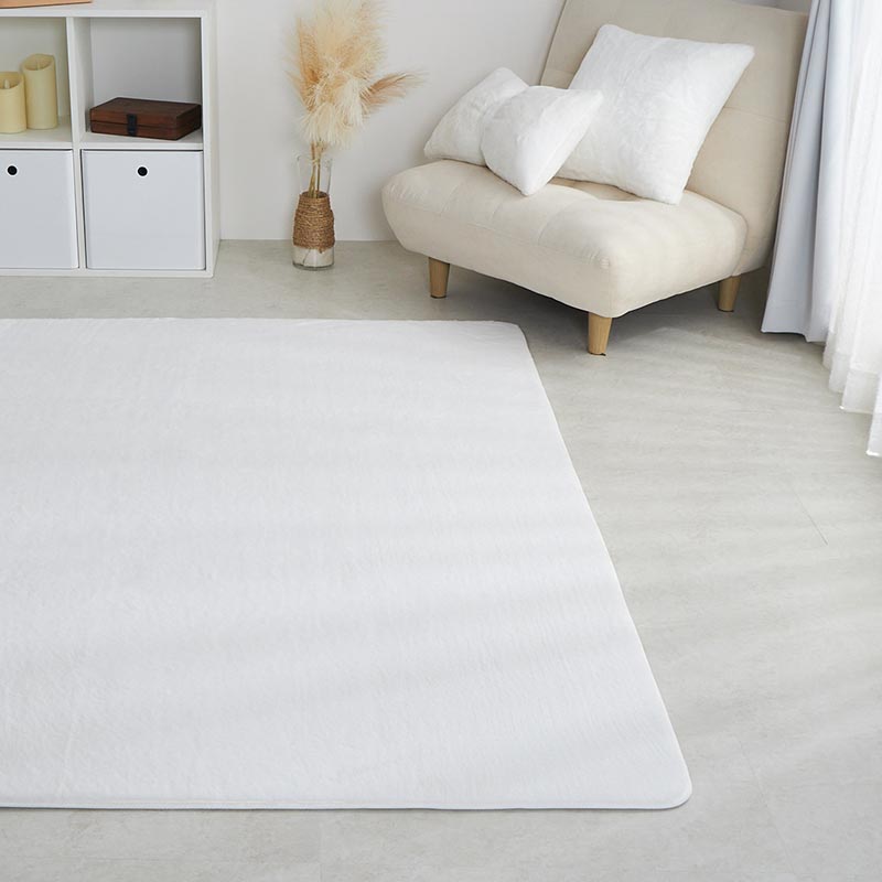 ラビットファー ラグ 190x240cm アイボリー ラファ ラグマット ラグカーペット 洗える すべり止め ウォッシャブル ホットカーペットカバー おしゃれ かわいい 韓国風 一人暮らし リビング 白家具 北欧 さらさら ふっくら