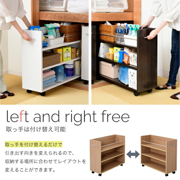 送料無料押入れラック収納ラック本棚2個セット幅26.5奥行78.5キャスター付き隙間ワイドワゴン棚3段大容量CDDVD本漫画整理押し入れ収納スライド