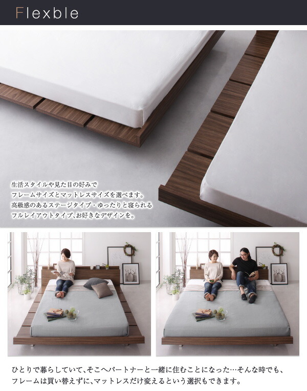 送料無料 ローベッド マットレスセット フランクリンフルステージレイアウト マットレス付き キング フロアベッド ローベット ベッドフレーム