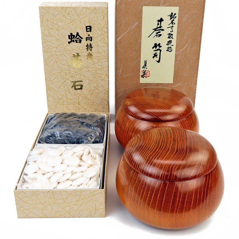 碁 日向特産蛤碁石 25号 花印(奥ふかさ7.0粍) 木製碁笥 らいでん 特大 ※蛤碁石基礎づける書付き添い人