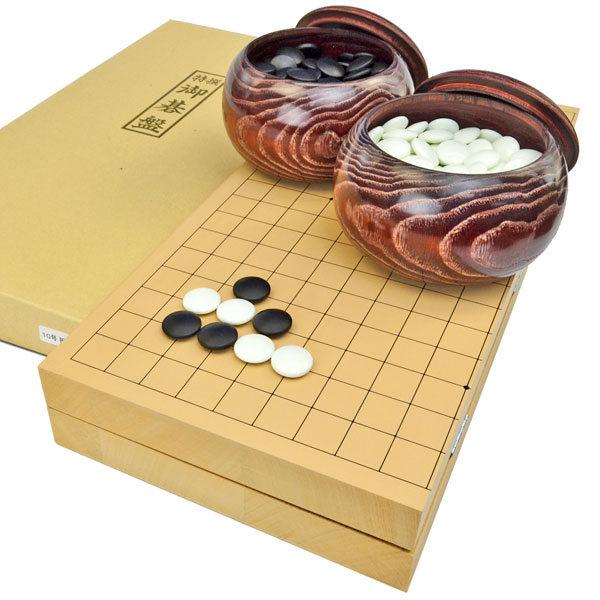 楽天市場】囲碁盤セット 新桂7号折碁盤セット(蛤碁石25号・木製碁笥栗