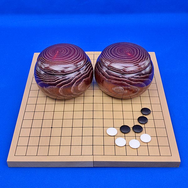 連珠セット　新桂7号折連珠盤セット(蛤碁石25号と木製碁笥栗)｜将棋囲碁専門店の将碁屋