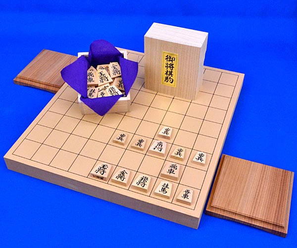木製棋仕掛ける 新桂1寸卓上棋盤仕掛ける(棋駒黄楊上彫駒・新桂駒台)