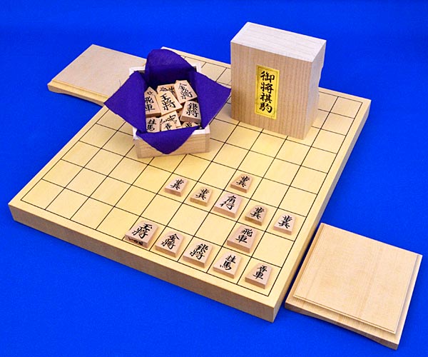 木製棋仕掛ける ヒバ1寸卓上棋盤仕掛ける(棋駒黄楊上彫駒)