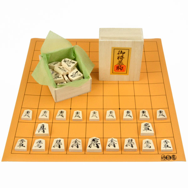 詰将棋　寄せ　将棋本セット 将棋セット 新桂6号折将棋盤セット(木製将棋駒楓一字押彫駒裏