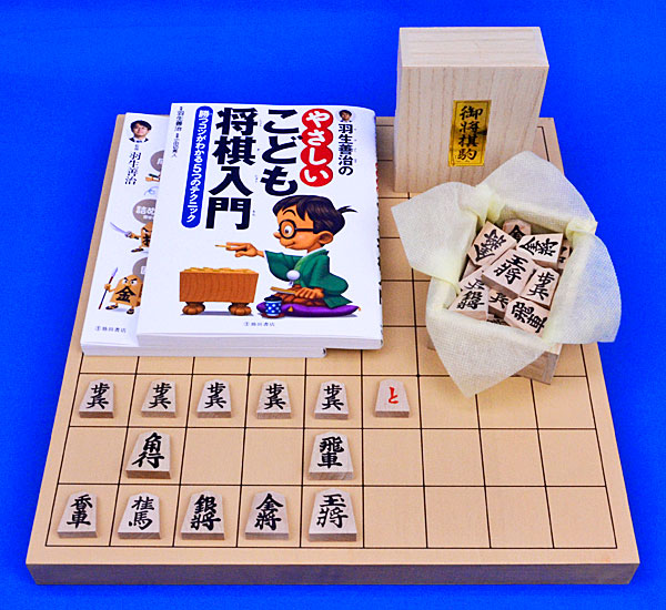 木製棋取扱説明書仕掛ける 桂（新桂1寸卓上棋盤・アオカ押し駒・棋取扱説明書本1冊）