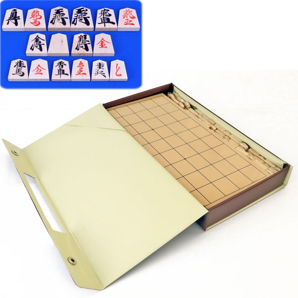 楽天市場】木製将棋セット 小型新桂4号折将棋盤セット プラ将棋