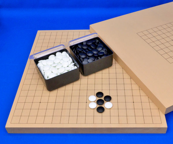 楽天市場】囲碁将棋両用卓上盤新桂1寸セット(プラ碁石・ブロー碁笥