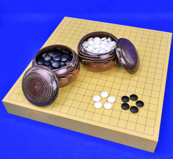 囲碁セット　ヒバ2寸卓上碁盤セット(ガラス碁石梅・栗碁笥大)｜将棋囲碁専門店の将碁屋