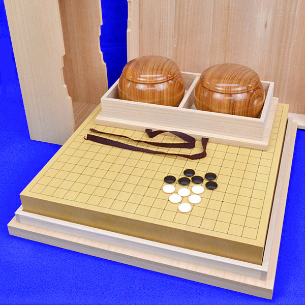囲碁セット　ヒバ2寸卓上碁盤セット(蛤碁石28号・欅碁笥特大・碁笥箱・桐製底付盤覆い)｜将棋囲碁専門店の将碁屋