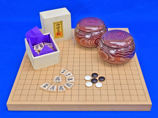 楽天市場】囲碁将棋両用卓上盤新桂1寸セット(プラ碁石・ブロー碁笥