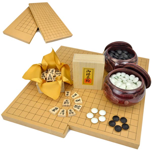 楽天市場】囲碁将棋両用卓上盤新桂1寸セット(プラ碁石・ブロー