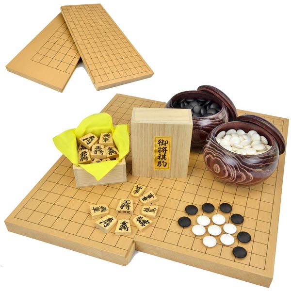 楽天市場】囲碁将棋両用卓上盤新桂1寸セット(プラ碁石・ブロー