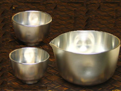 大阪錫器　片口セット　エクボぐいのみ お猪口 おちょこ 徳利 錫製品 酒器 酒器セット 退職祝 還暦祝 母の日 母の日 誕生日｜職人魂