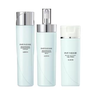 ALBION　アルビオン アンフィネス ブライトニング コンセントレート ローション 200ml+コンセントレート ミルク 200g+フロートリリース ジェルウォッシュ 150ml｜syosin store 15,022円