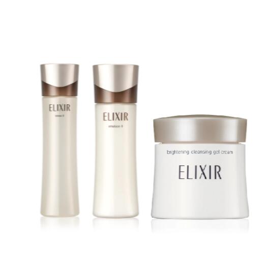 SHISEIDO　資生堂　ELIXIR エリクシール アドバンスド ローションＴ+エマルジョンＴ+ブライトニング メイクジェルクリーム｜syosin store 8,400円