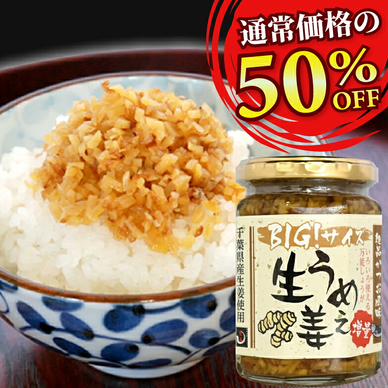 [訳あり] うめ、しそ：賞味期限2026年10月14日　BIGサイズ うめぇ生姜（鰹・しそ・梅）240g 1本　送料無料＊沖縄除く