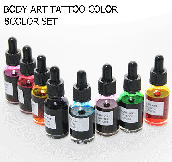 ボディーアートタトゥーカラー15ml プロスペック8色セット|湘南堂POP・BOX
