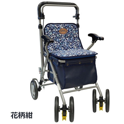 パレード 花柄紺 シルバーカーボックスタイプ 島製造所