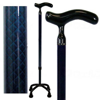 オールカーボンクオッドケイン四点式杖 カーボン柄 ネイビー(70C-4)  多点杖  4点杖  島製作所【非課税】