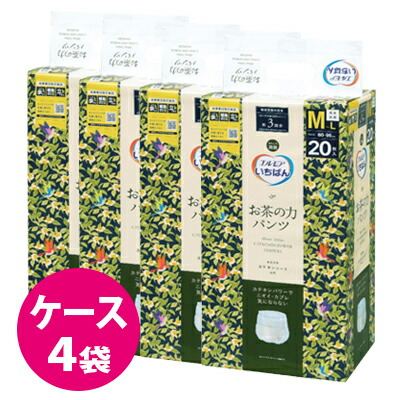 エルモア いちばん お茶の力パンツ【M-L20枚ｘ4袋】ケース　リハビリパンツ 紙パンツ パンツタイプオムツ カミ商事