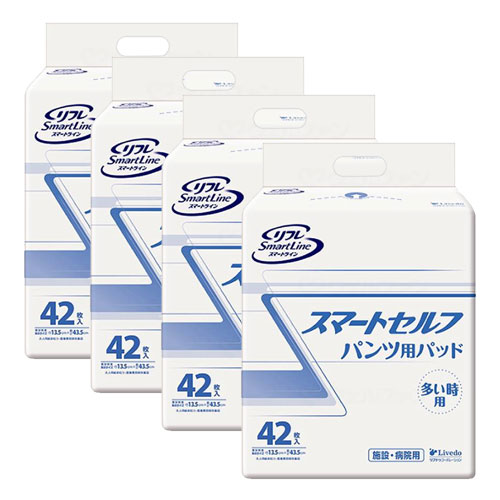 リフレ　スマートライン　スマートセルフ　多い時　パンツ用パッド　42枚入x4袋　18634　リブドゥ