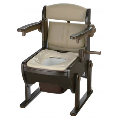木製トイレきらく　片付け簡単トイレ　肘掛跳上N【普通便座140060】リッチェル｜笑和生活　店