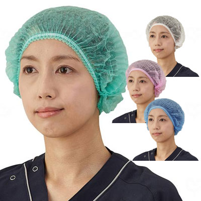 サージキャップ ジャバラタイプ 　ケース販売【100枚入×20箱】 ブルー/グリーン/ホワイト/ピンク 使い捨てキャップ 竹虎