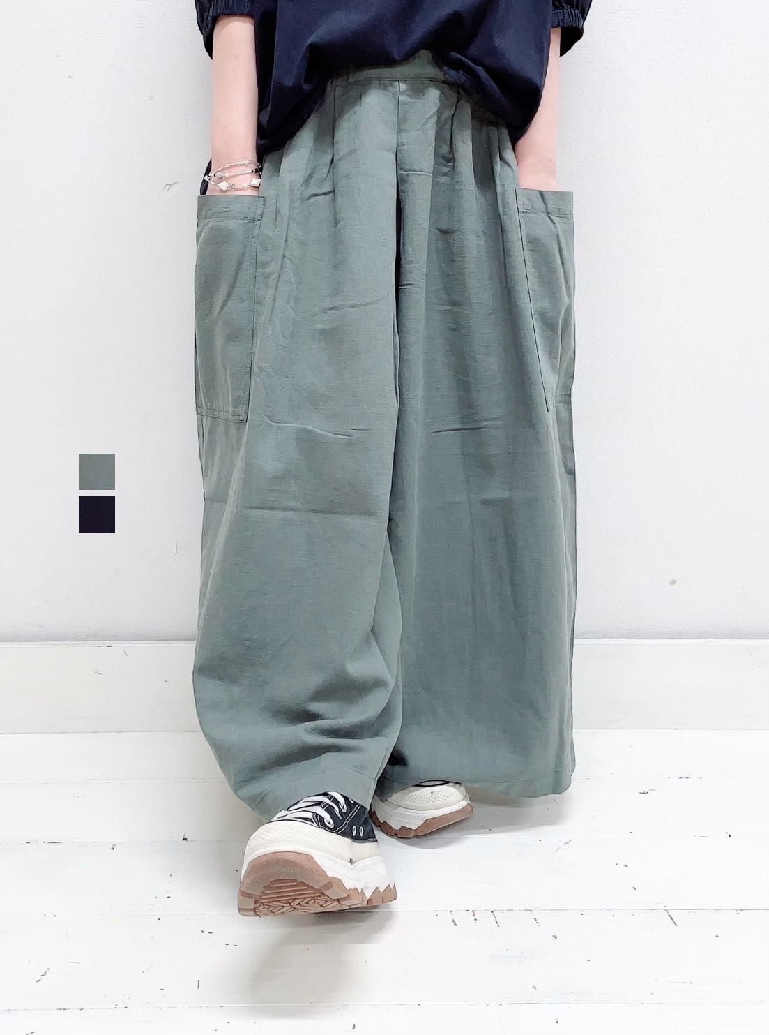 NATURAL LAUNDRY　LCツイル コクーンハーフパンツ　未使用品！ NATURAL LAUNDRY LCツイル コクーンハーフパンツ 未使用品