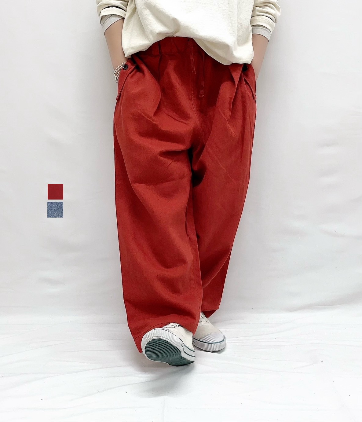【ESTROISLOSE】綿麻デニムタックパンツ / EB25410