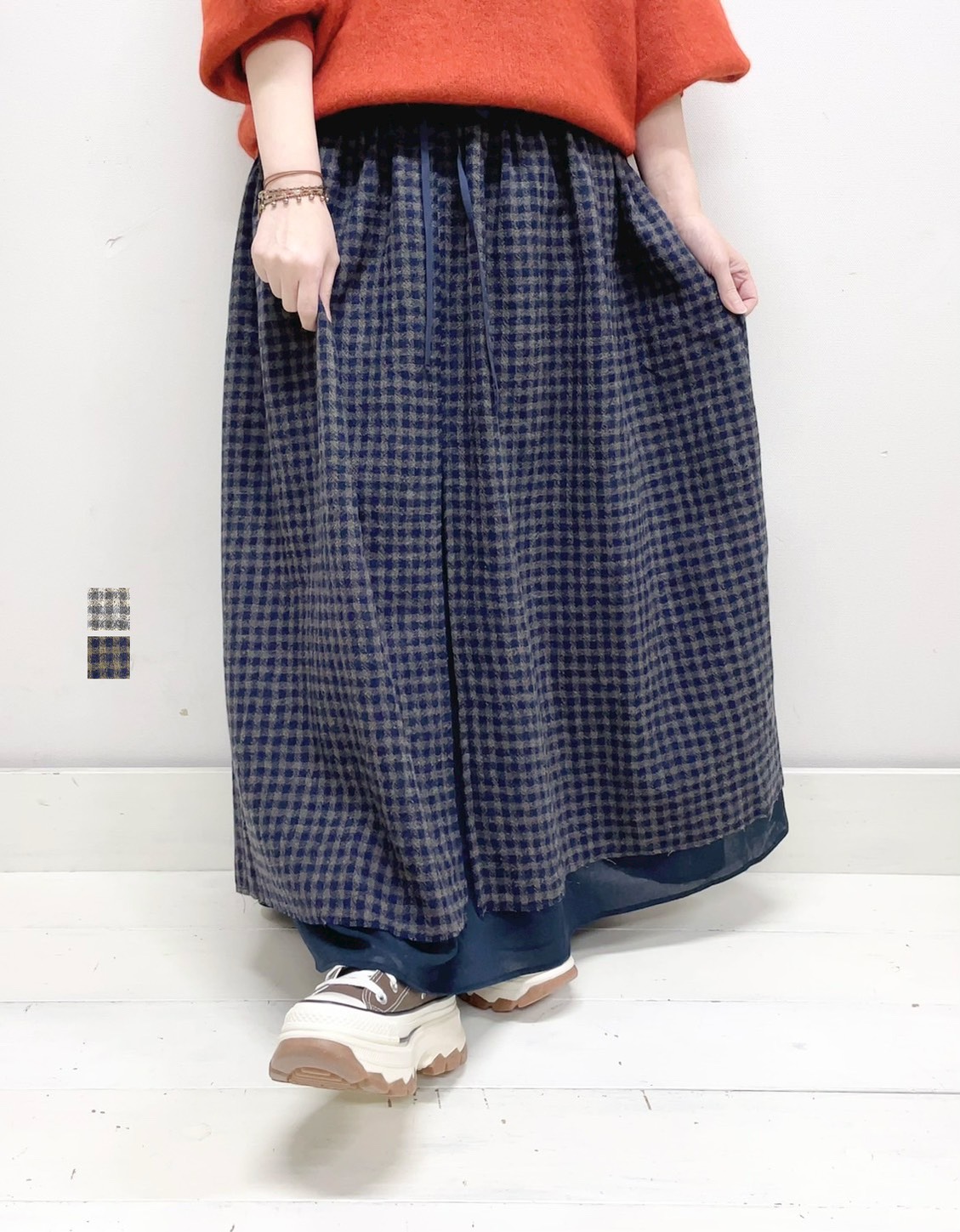 【ROBE de PEAU】ウールガーゼレイヤードスカート / R327