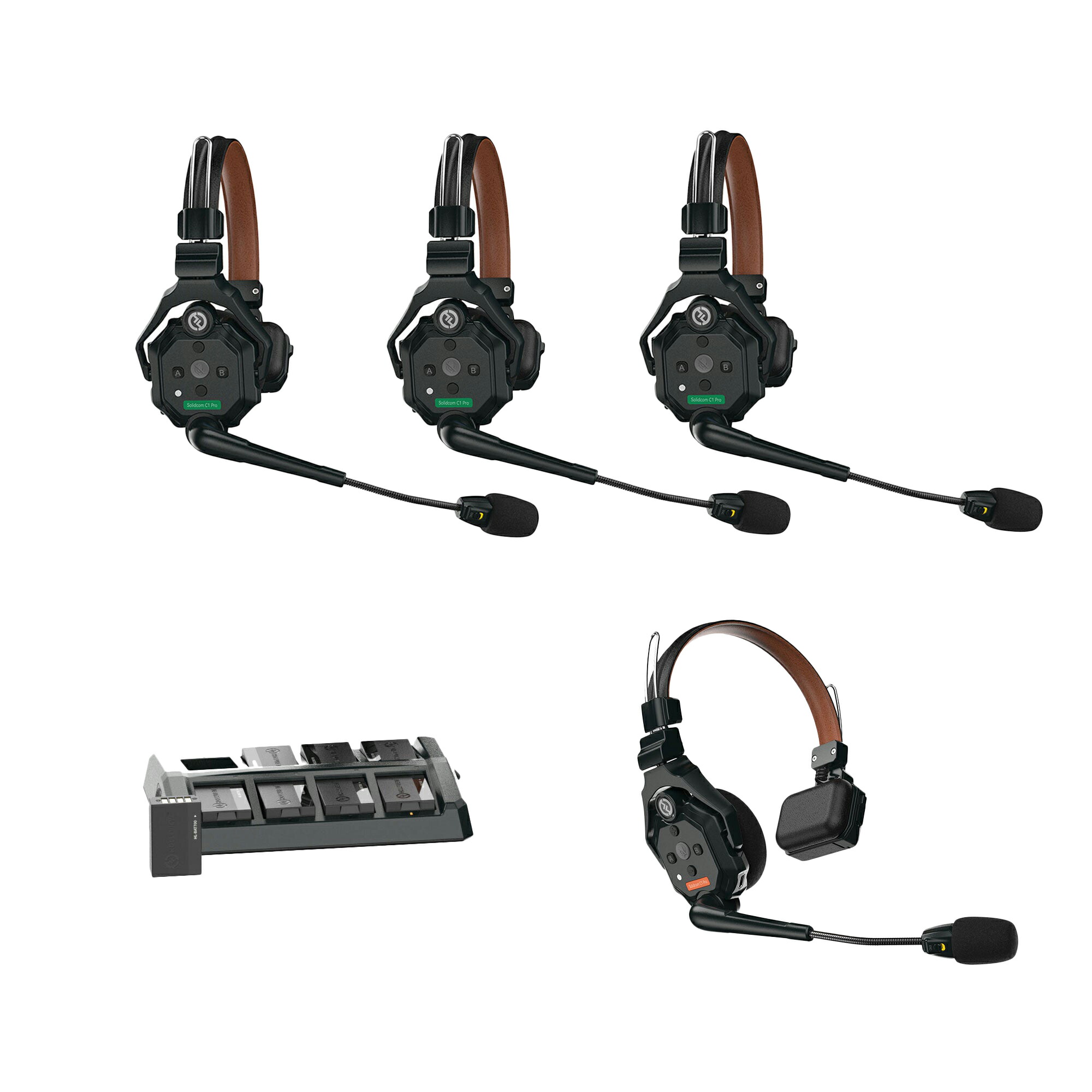 Hollyland Solidcom C1 3S ワイヤレスインカム 3台セット Hollyland ワイヤレスインカムヘッドセット Solidcom C1(3人用) - 業務