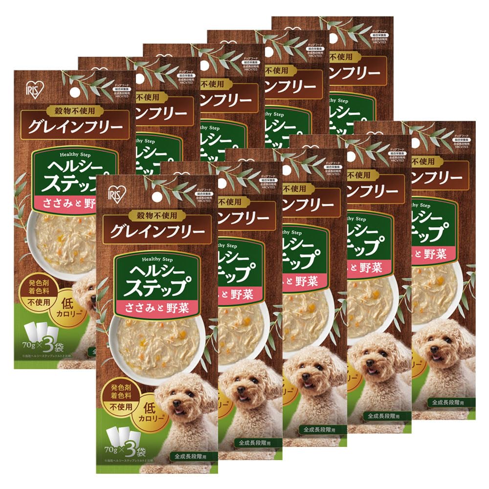 【10個ｾｯﾄ】アイリスオーヤマ ヘルシーステップ ささみと野菜 70g×3P HRCV703