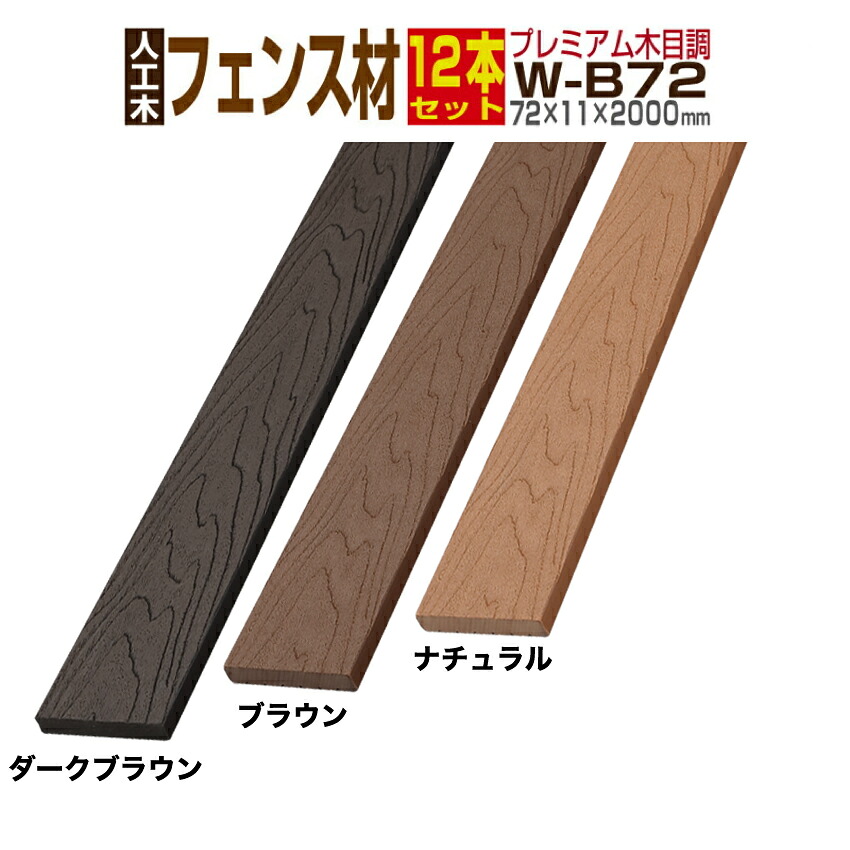 【ウッドデッキ】【人工木】【送料無料】【全2色】人工木材 木目調 ウッドデッキ 部材 ウッドデッキ部材 部品 樹脂 ウッドパネル 【72×11×2000mm】【木目調フェンス材 ルーバー材 W-B72 12本セット】|快適ライフ店