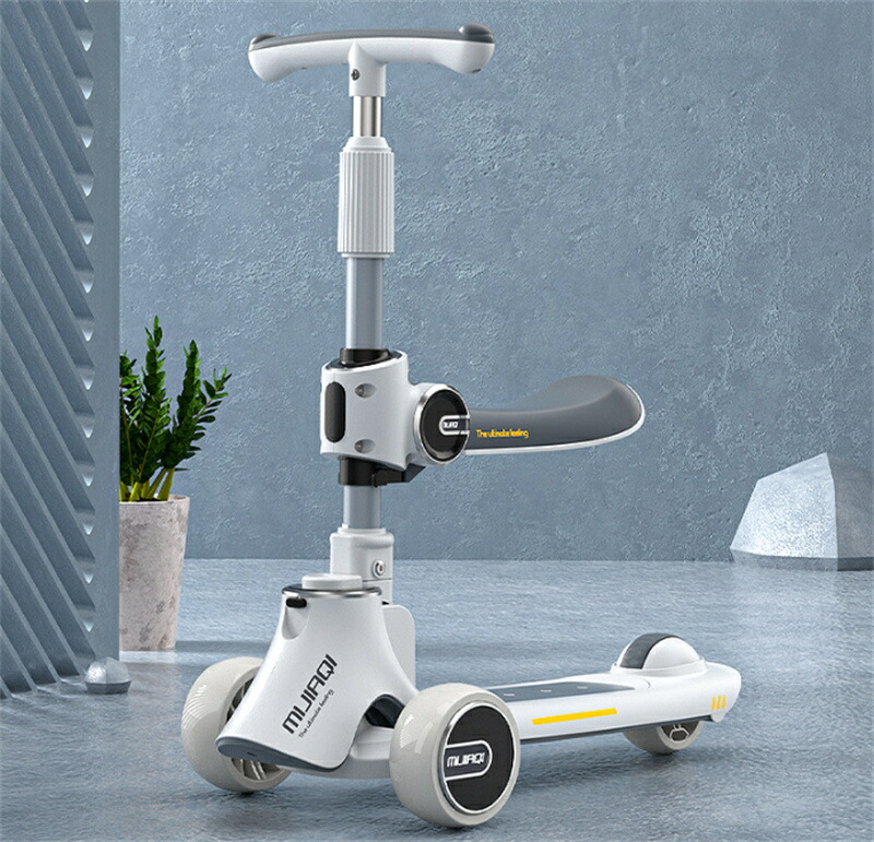 キックスクーター キックボード 2Way 子供 子供用 子ども 3輪 三輪 タイヤ 光る キッズ コンパクト ブレーキ 高さ調整 折りたためる スポーツ 小学生 乗り物