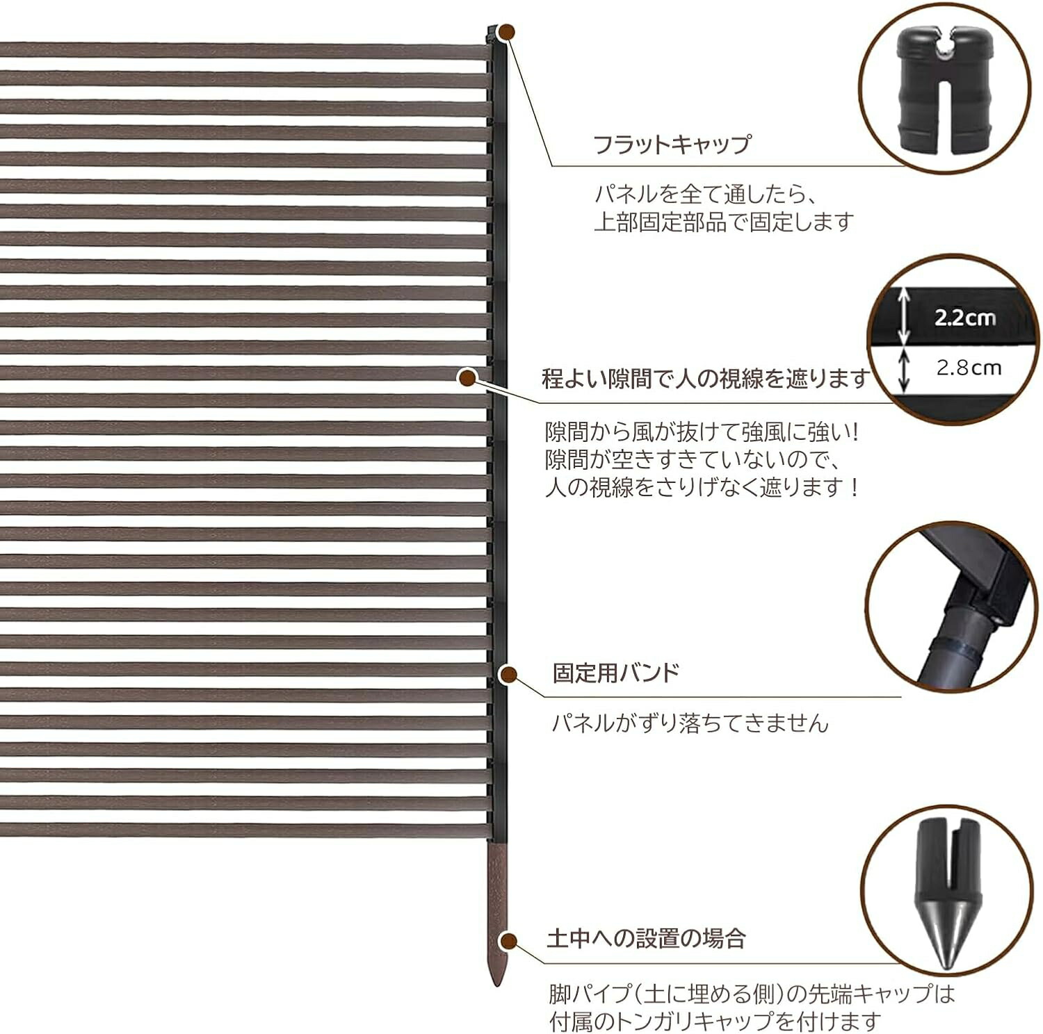 目隠しフェンス ブラウン 屋外 ガーデンフェンス 鋼製 衝立 パーテーション 組立簡単 置くだけ 後付け ベランダ 玄関 日除け 庭造り 柵 外構 隣家 境界 プランター 庭 仕切り ボーダーフェンス プレゼント ギフト 贈り物|Syuno