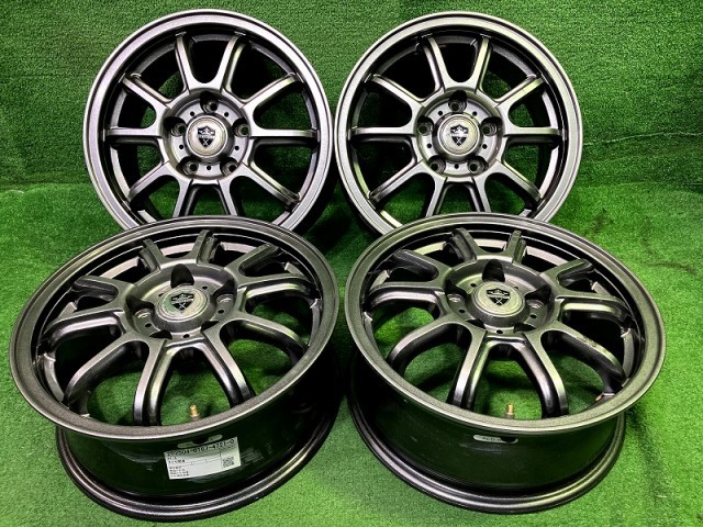 【中古】 社外 ESTROSA15ｲﾝﾁ 6J 5穴 4本 114.3 +45 ホイール アルミ ダークシルバー
