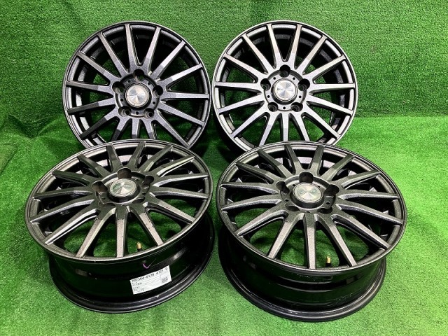 【中古】 社外 SEIN15ｲﾝﾁ 6J 5穴 4本 114.3 +45 ホイール ダークシルバー アルミ