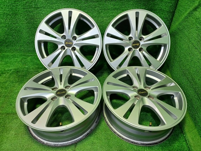 【中古】 リバーライン マツダ2 ヤリス ホイール アルミ シルバー 16インチ 5.5J 4穴 4本 100 +39