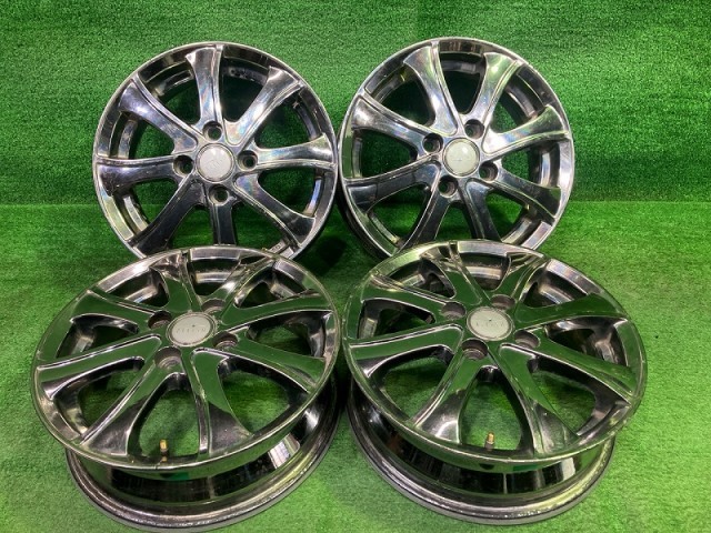 【中古】 ALLISH 軽自動車 ホイール アルミ メッキ 14インチ 4.5J 4穴 4本 100 +45