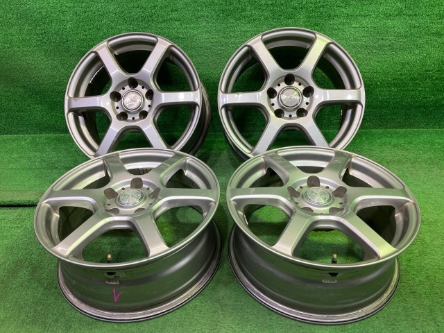 【中古】 レイシア Xトレイル ハリアー ホイール アルミ ガンメタ 16インチ 6.5J 5穴 4本 114.3 +42