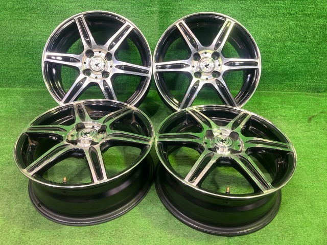 【中古】 BROOK キューブ ヴィッツ ホイール アルミ ブラックポリッシュ 15インチ 5.5J 4穴 4本 100 +42