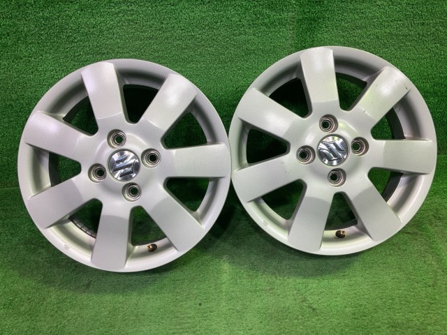 中古 スズキ SUZUKI 純正 KEI 2本 ホイール アルミ シルバー 14インチ 4.5J 4穴 2本 100 +45 43200-69860-27N｜鈴木商会　店