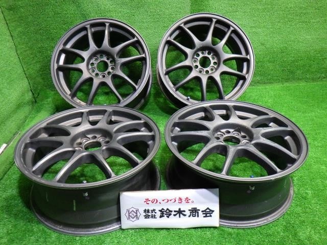 中古 ワーク エモーションCR改 プリウス レガシィ ホイール アルミ ガンメタ 17インチ 7J 5穴 4本 100 +47｜鈴木商会　店