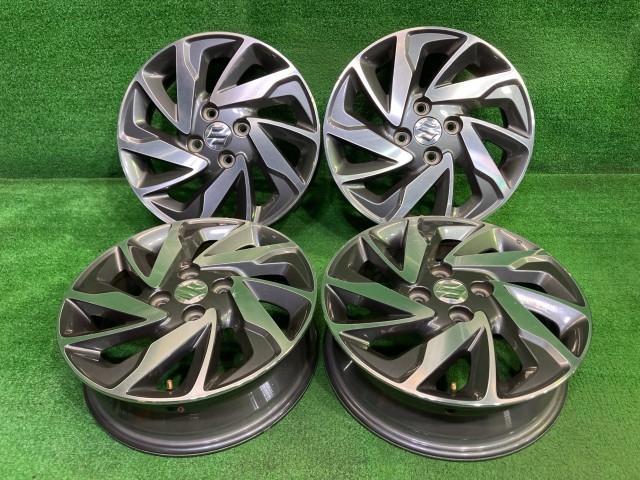 中古 スズキ SUZUKI 純正 スペーシアカスタム MK32S ホイール アルミ ガンメタポリッシュ 15インチ 4.5J 4穴 4本 100 +45 43210-81M60-QQ5|鈴木商会 店